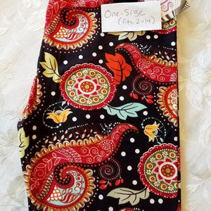 Vibrant Red & Black Paisley Swirl Buskins Leggings